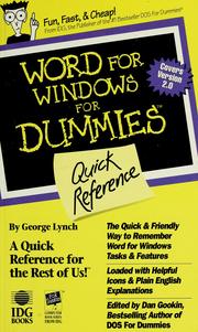 Cover of: WORD for Windows for dummies quick reference