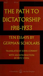 Cover of: The Path to dictatorship, 1918-1933
