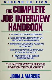 Cover of: The complete job interview handbook by John J. Marcus