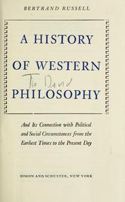 Cover of: A history of western philosophy
