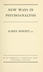 Cover of: New ways in psychoanalysis