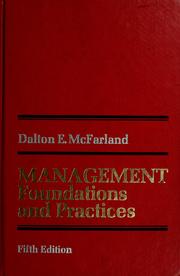 Cover of: Management by Dalton E. McFarland