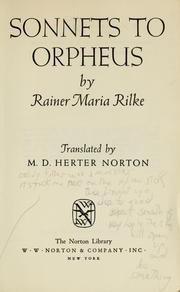 Cover of: Sonnets to Orpheus