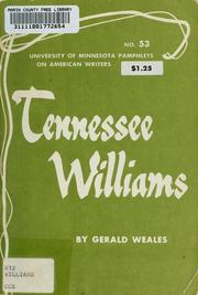 Cover of: Tennessee Williams by Gerald Clifford Weales