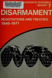 Cover of: Disarmament: negotiations and treaties, 1946-1971. by 