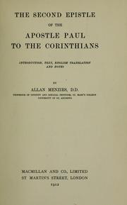 Cover of: The Second Epistle of the Apostle Paul to the Corinthians by Allan Menzies