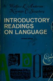 Cover of: Introductory readings on language by Wallace Ludwig Anderson