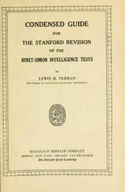 Cover of: Condensed guide for the Stanford revision of the Binet-Simon intelligence tests