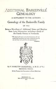 Cover of: Additional Baskerville genealogy by P. Hamilton Baskervill