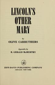 Cover of: Lincoln's other Mary by Olive Carruthers