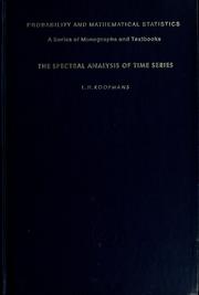 Cover of: The spectral analysis of time series by Lambert Herman Koopmans