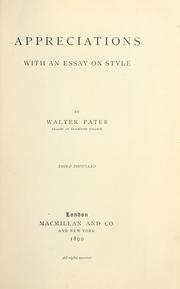Cover of: Appreciations by Walter Pater