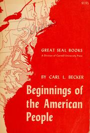 Cover of: Beginnings of the American people. by Carl Lotus Becker