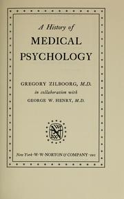 Cover of: A history of medical psychology