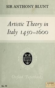 Cover of: Artistic theory in Italy by Anthony Blunt