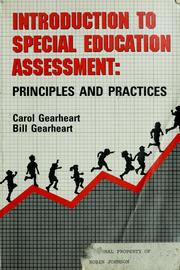 Cover of: Introduction to special education assessment by Carol Gearheart