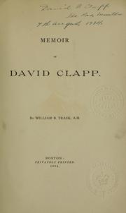 Cover of: Memoir of David Clapp