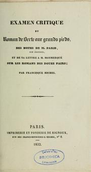 Cover of: Examen critique du roman de Berthe aux grands pieds