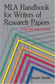 Cover of: MLA handbook for writers of research papers by Joseph Gibaldi