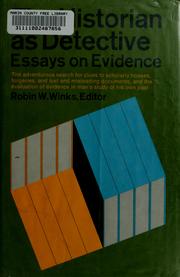 Cover of: The historian as detective: essays on evidence.