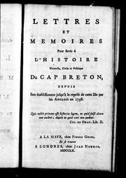 Lettres et memoires pour servir à l'histoire naturelle, civile et politique du Cap Breton by Thomas Pichon