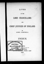 Cover of: Lives of the lord chancellors and chief justices of England: index