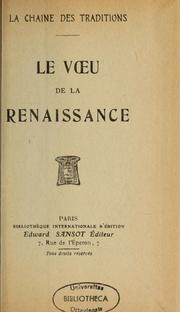 Cover of: Le voeu de la Renaissance