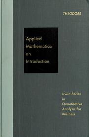 Cover of: Applied mathematics: an introduction; mathematical analysis for management