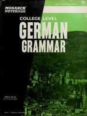 Cover of: German grammar, college level by Gerald Ernest Paul Gillespie