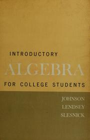 Cover of: Introductory algebra for college students by Richard E. Johnson