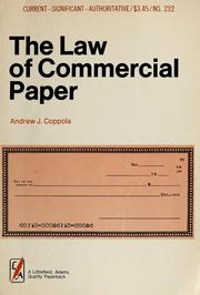 Cover of: The law of commercial paper by Andrew Joseph Coppola