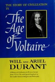 Cover of: The age of Voltaire by Will Durant