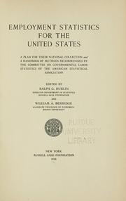 Cover of: Employment statistics for the United States by American Statistical Association. Committee on Governmental Labor Statistics
