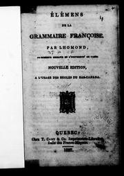 Cover of: Élémens de la grammaire françoise [sic]
