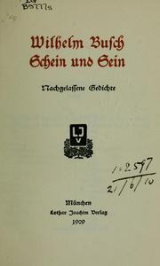 Cover of: Schein und sein: nachgelassene Gedichte