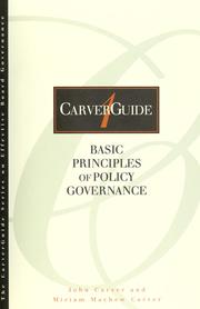 Cover of: Basic principles of policy governance