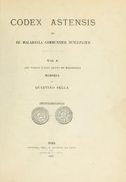Cover of: Codex Astensis qui de Malabayla communiter nuncupatur; vol. 1