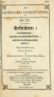 Cover of: Vīramitrodayaḥ: Rājanītiprakāśḥ