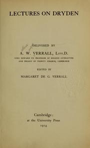 Cover of: Lectures on Dryden: Edited by Margaret de G. Verrall