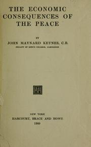 Cover of: The economic consequences of the peace by John Maynard Keynes