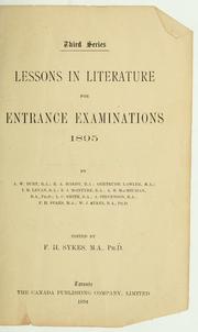Cover of: Lessons in literature for entrance examinations, 1895