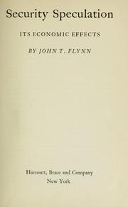Cover of: Security speculation by Flynn, John T.
