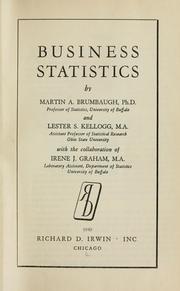 Cover of: Business statistics by Martin Allen Brumbaugh