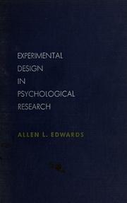 Cover of: Experimental design in psychological research by Allen Louis Edwards