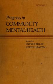 Cover of: Progress in community mental health. v.1-