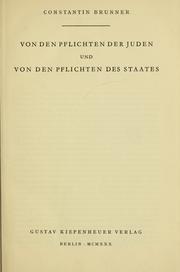 Cover of: Von den pflichten der Juden und von den pflichten des staates.