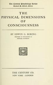Cover of: The physical dimensions of consciousness