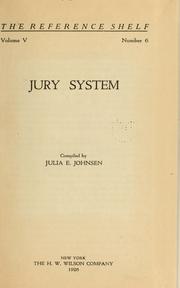 Cover of: Jury system
