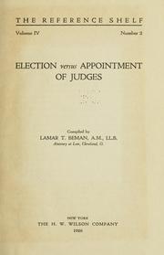 Cover of: Election versus appointment of judges