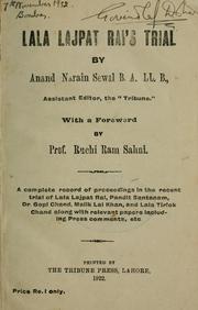 Lala Lajpat Rai's trial by Anand Narain Sewal